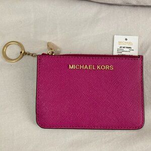 MICHAEL KORS Small Coin Pouch Purse Fuschia Pink Leather